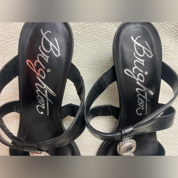 Brighton Tenley Heeled Sandals Leather Size 7.5 Made in Brazil Silver Retro Chic - Picture 10 of 10